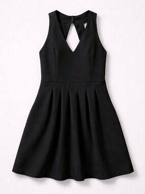 Banana Republic Black V-Neck Fit & Flare Dress Stretch Cutout Back Size 4